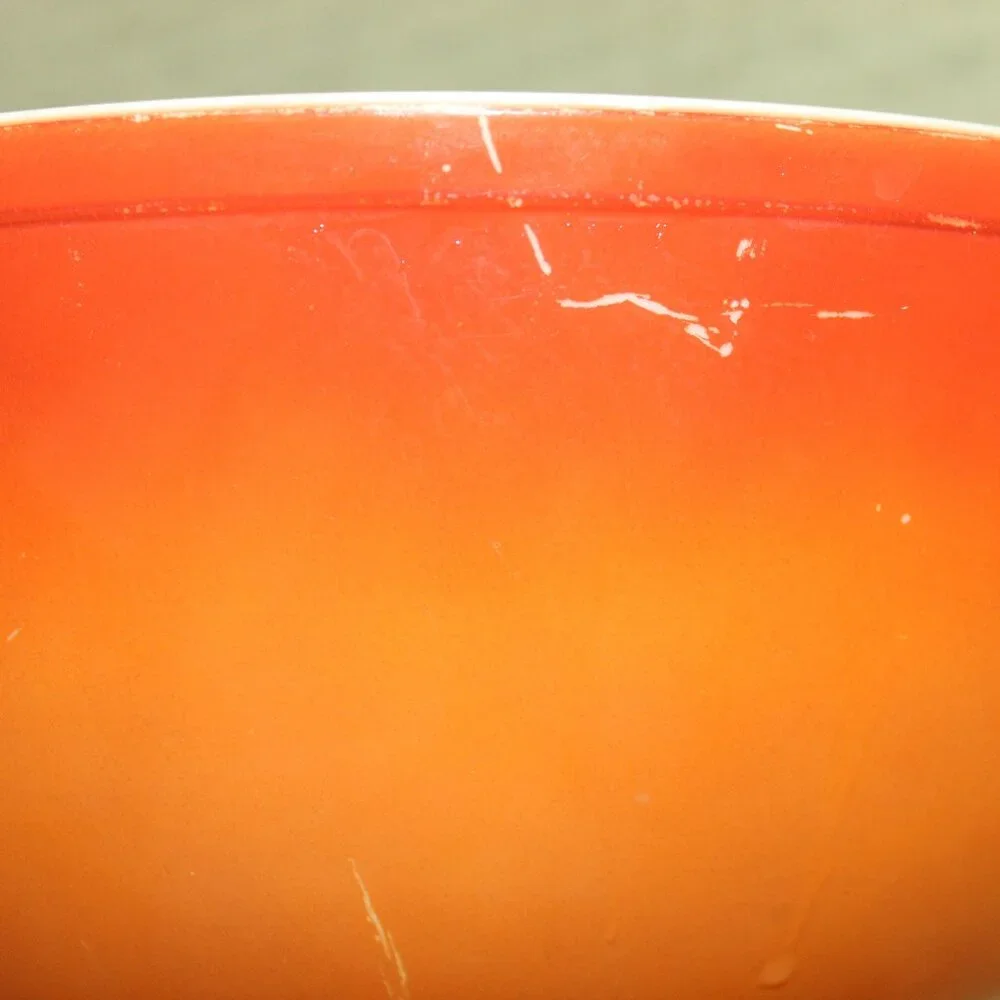 Vintage 70s Pyrex Flameglo Red/Orange Ombre Mixing Bowl #404 4 QT